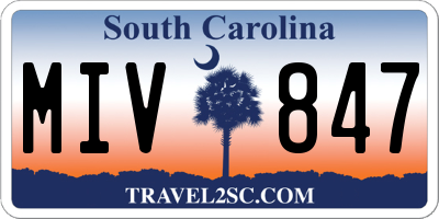 SC license plate MIV847