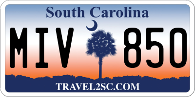 SC license plate MIV850