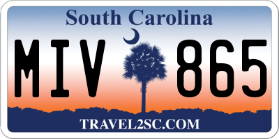 SC license plate MIV865