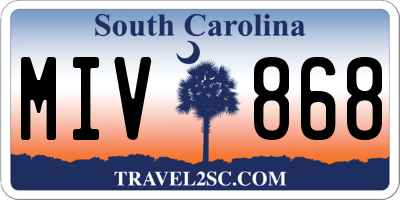 SC license plate MIV868
