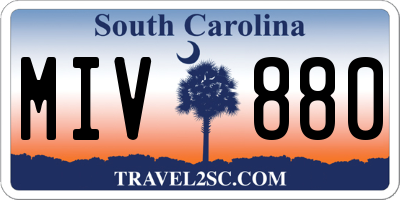 SC license plate MIV880