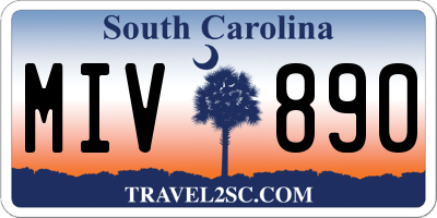 SC license plate MIV890