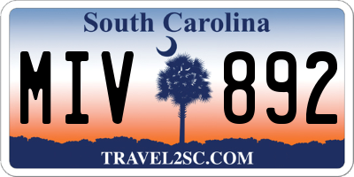 SC license plate MIV892