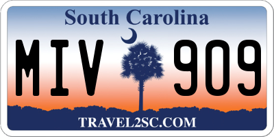 SC license plate MIV909