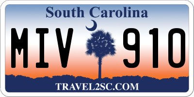 SC license plate MIV910