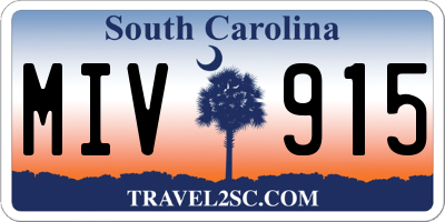 SC license plate MIV915