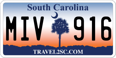 SC license plate MIV916