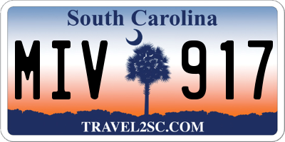 SC license plate MIV917