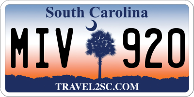 SC license plate MIV920