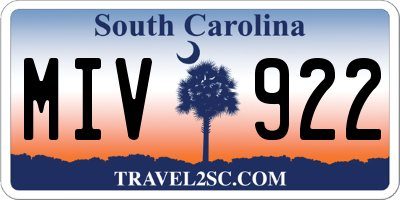 SC license plate MIV922