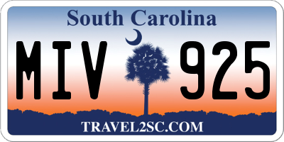 SC license plate MIV925