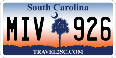 SC license plate MIV926