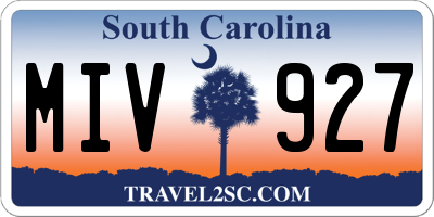SC license plate MIV927