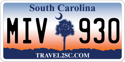 SC license plate MIV930