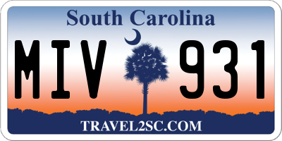 SC license plate MIV931