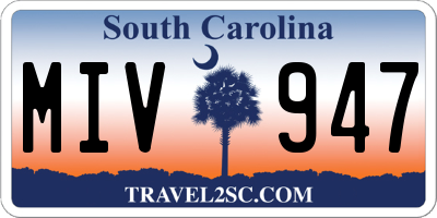 SC license plate MIV947