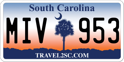SC license plate MIV953
