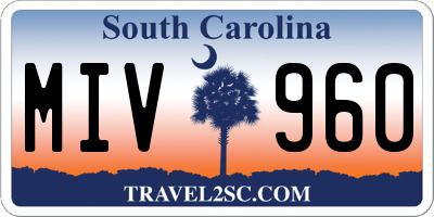 SC license plate MIV960