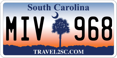 SC license plate MIV968