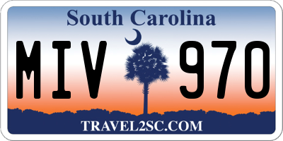 SC license plate MIV970