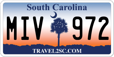 SC license plate MIV972