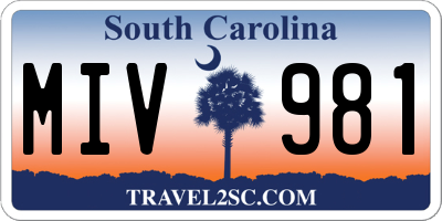 SC license plate MIV981