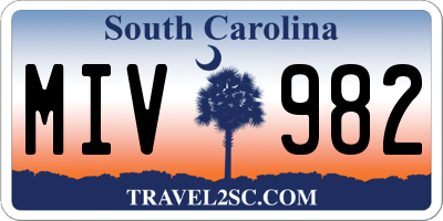 SC license plate MIV982
