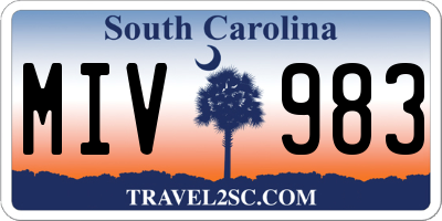 SC license plate MIV983