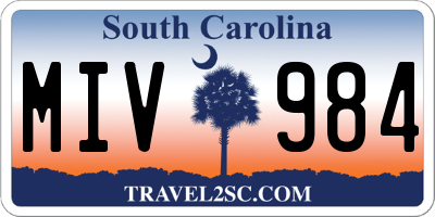 SC license plate MIV984