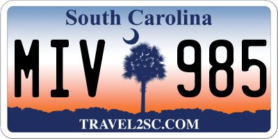 SC license plate MIV985