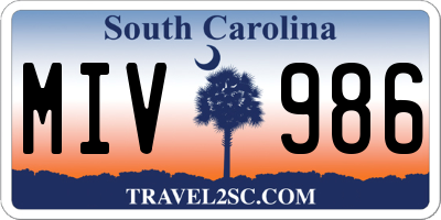 SC license plate MIV986