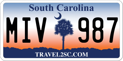 SC license plate MIV987