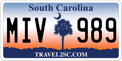 SC license plate MIV989