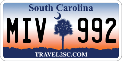 SC license plate MIV992