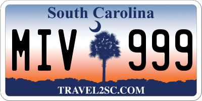 SC license plate MIV999