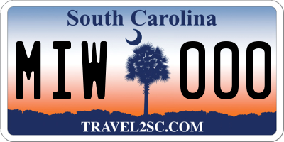 SC license plate MIW000
