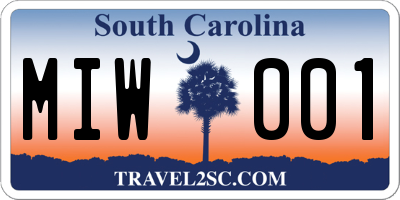 SC license plate MIW001