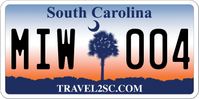 SC license plate MIW004