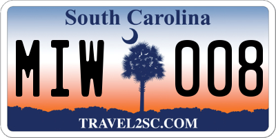 SC license plate MIW008