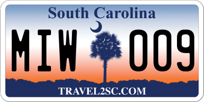 SC license plate MIW009