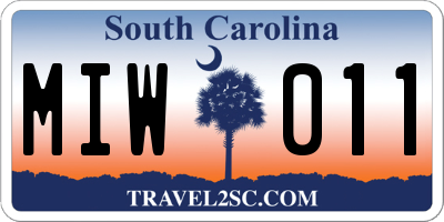 SC license plate MIW011