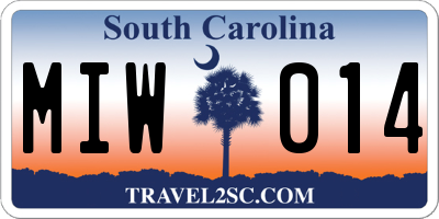 SC license plate MIW014