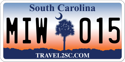 SC license plate MIW015