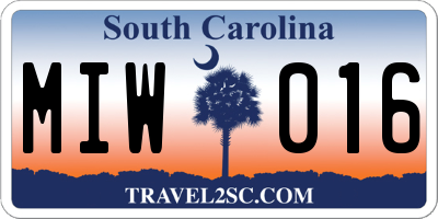 SC license plate MIW016