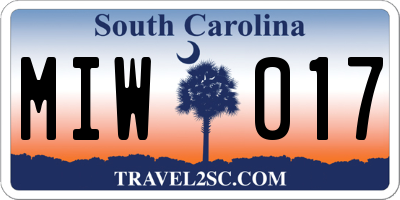 SC license plate MIW017