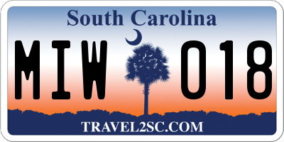 SC license plate MIW018