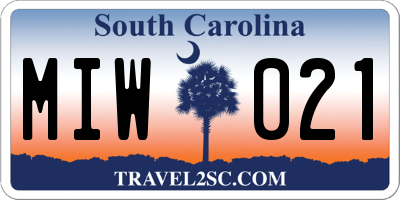 SC license plate MIW021