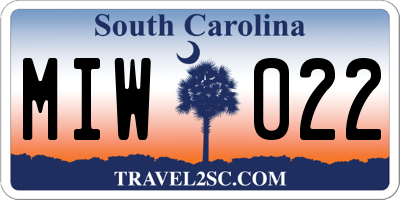 SC license plate MIW022