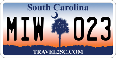 SC license plate MIW023