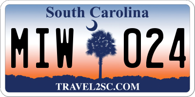 SC license plate MIW024